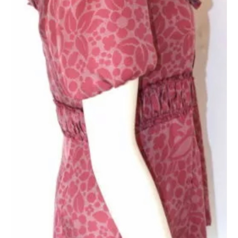 MARC JACOBS Pink SILK FLORAL PEASANT BLOUSE 6 - Picture 2 of 4